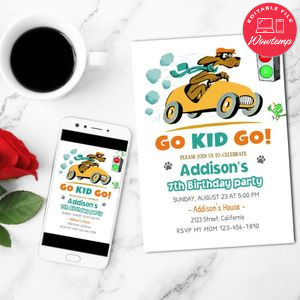 Go Dog Go Mobile Invite Customizable Template Instant Download