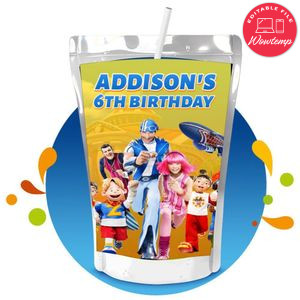 LazyTown Capri Sun Birthday Labels Digital File Printable Instant Download