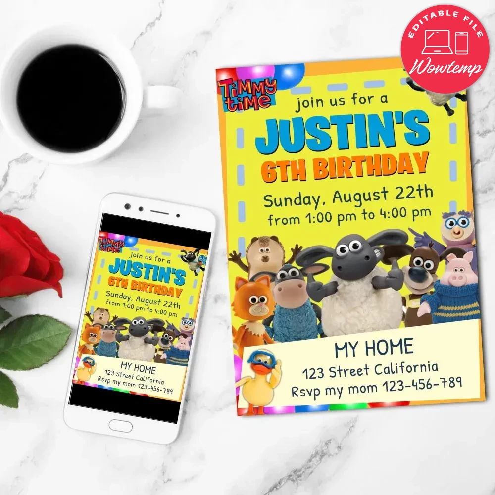 Timmy Time Birthday Invitation Customizable Template | Wowtemp