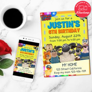 Timmy Time Birthday Invitation Customizable Template to Print at Home Instant Download