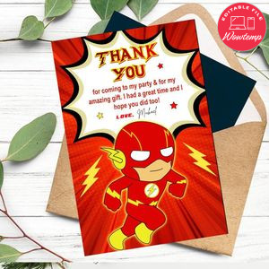 Flash Baby Thank You Card Customizable Template To Print At Home Instant Download