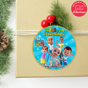 LooLoo Kids Circle Sticker Template Customizable to Print at Home Instant Download