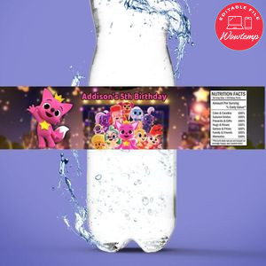 Pinkfong Bottle Label Birthday Water Bottle Label Template to Print at Home Instant Download