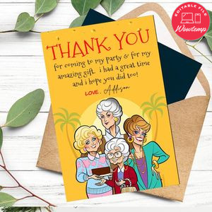 Golden Girls Thank You Card Customizable Template To Print At Home Instant Download