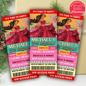 Elena Of Avalor Ticket Invitation Customizable Template Instant Download