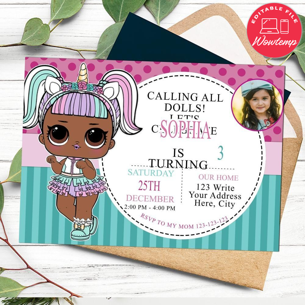 Lol Birthday Flyer with Photo Customizable Template to Print at Home Instant Download