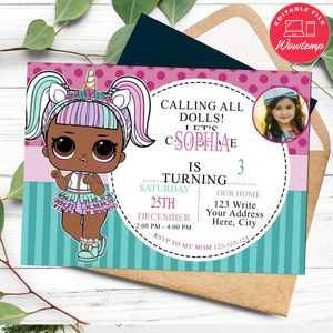 Lol Birthday Flyer with Photo Customizable Template to Print at Home Instant Download