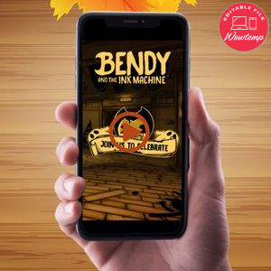 Bendy Birthday Video Invitation Digital Template Customizable Instant Download
