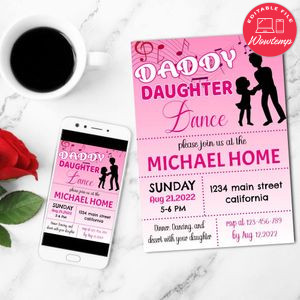 Daddy Daughter Dance Mobile Invite Customizable Template Instant Download