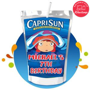 Ponyo Capri Sun Birthday Labels Digital File Printable Instant Download