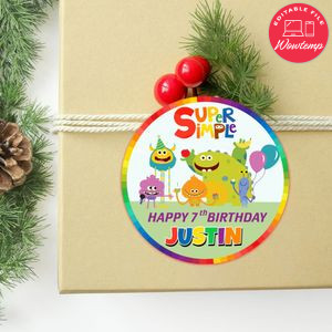Super Simple Song Circle Sticker Template Customizable to Print at Home Instant Download