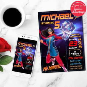 Ms. Marvel Mobile Invite Customizable Template Instant Download