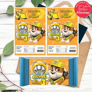 Rubble paw patrol Rice Krispies Treats Template Printable Instant Download