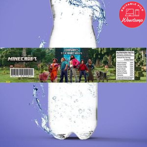 Minecraft Movie Birthday Water Bottle Label Template to Print at Home Instant Download