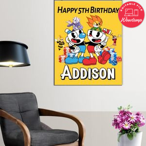 Cuphead Birthday Poster Digital File Printable Instant Download