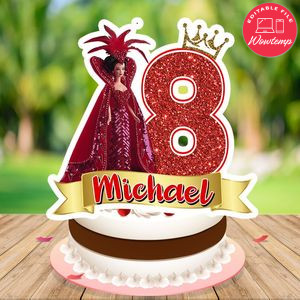 Barbie and queen of hearts Birthday Cake Topper Template Printable Instant Download