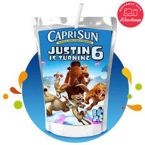 Ice Age Capri Sun Birthday Labels Digital File Printable Instant Download