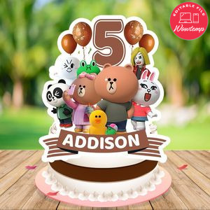 Brown and Friends Birthday Cake Topper Template Printable Instant Download