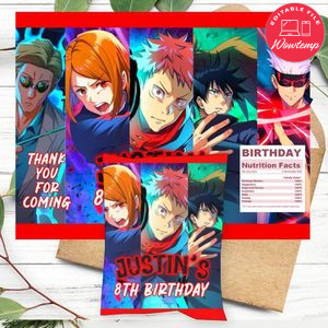 Jujutsu Kaisen Birthday Chip Bag Digital File Printable Instant Download