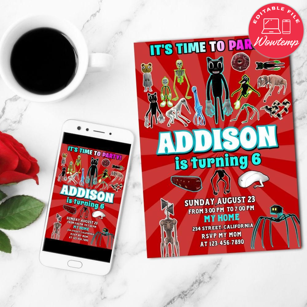 Trevor Henderson's Creations Birthday Flyer Customizable Template to Print at Home Instant Download