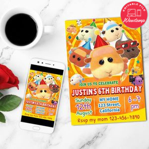 Puipui molcar Birthday Invitation Customizable Template to Print at Home Instant Download