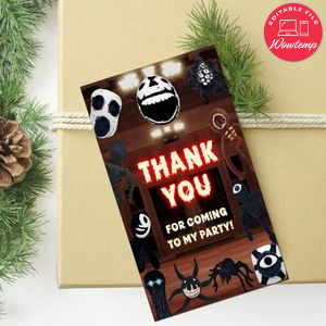 Doors scary game Thank you tag Customizable Template to Print at Home Instant Download