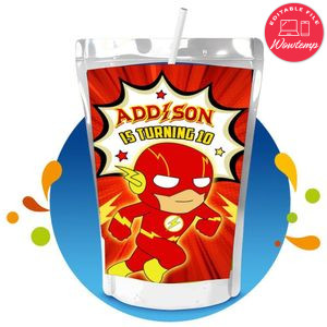 Flash baby Capri Sun Birthday Labels Digital File Printable Instant Download