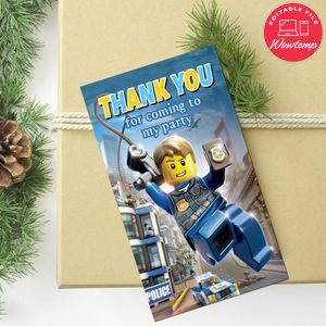 Lego City Thank You Tag Customizable Template To Print At Home Instant Download