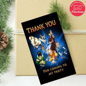 Avatar Airbender Thank You Tag Customizable Template To Print At Home Instant Download