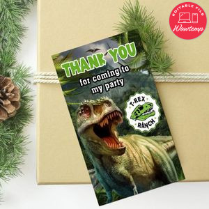 T-rex Ranch Thank You Tag Customizable Template To Print At Home Instant Download