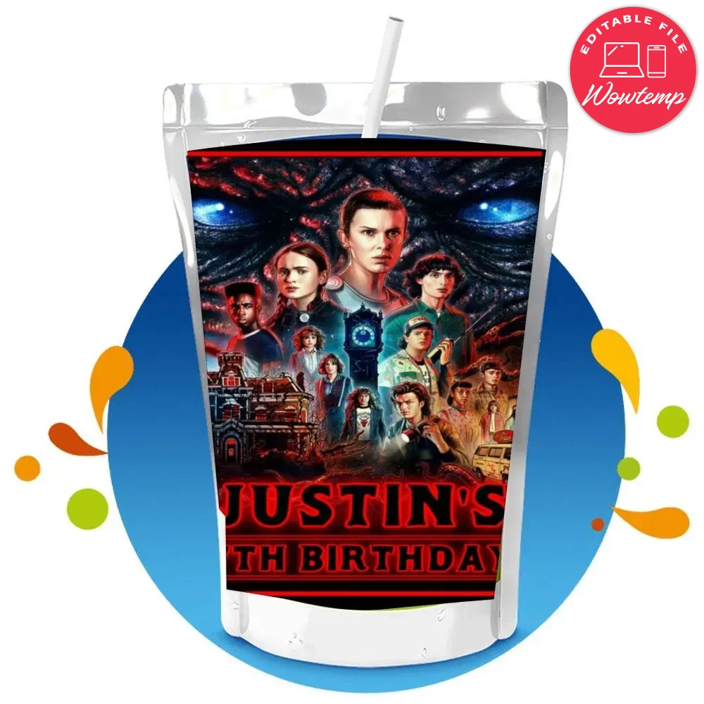 Stranger things Capri Sun Birthday Digital File Printable | Wowtemp