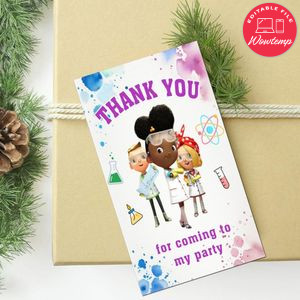 Ada Twist scientist Thank you tag Customizable Template to Print at Home Instant Download