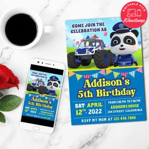 Babybus police Invitation Customizable Template to Print at Home Instant Download