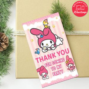 My Melody Thank You Tag Customizable Template To Print At Home Instant Download
