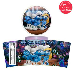 Smurf Cotton Candy Label Template To Print At Home Instant Download