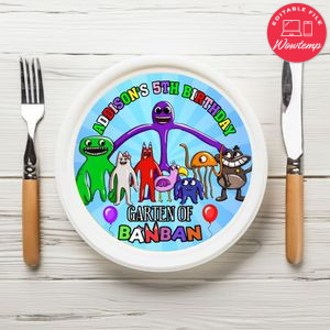 Garten Of Banban Birthday Plate Template Customizable To Print At Home Instant Download