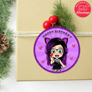 Kori Juega Circle Sticker Template Customizable to Print at Home Instant Download