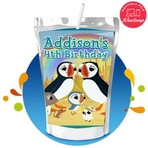Puffin Rock Capri Sun Birthday Labels Digital File Printable Instant Download
