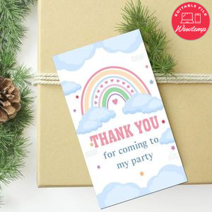 Cloud Nine Thank You Tag Customizable Template To Print At Home Instant Download