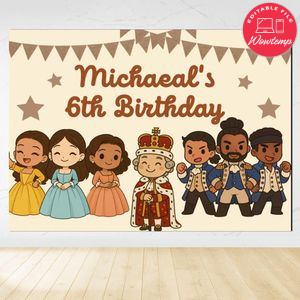 Hamilton Kids Birthday Backdrop Digital File Template Instant Download