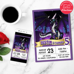 Wings of Fire Nightwing Invitation Customizable Template to Print at Home Instant Download