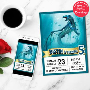 Wings of Fire Tsunami Invitation Customizable Template to Print at Home Instant Download