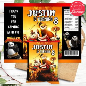 Kung fu panda Birthday Chip Bag Digital File Printable Instant Download