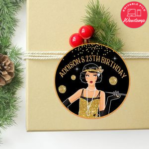 Flapper Circle Sticker Template Customizable To Print At Home Instant Download