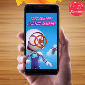 Ghost Spider Spidey Birthday Video Invitation Digital Template Customizable Instant Download
