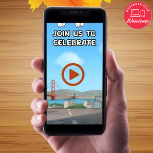 We Bare Bears Birthday Video Invitation Digital Template Customizable Instant Download