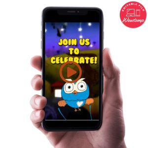Giggle and Hoot Video Invitation Digital Template Customizable Instant Download