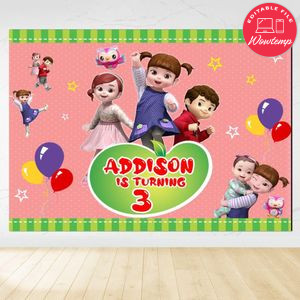 Kongsuni and friends Birthday Backdrop Digital File Template Instant Download