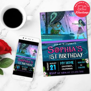 Moana 2 Birthday Invitation Customizable Template to Print at Home Instant Download