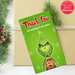 Grinch Thank You Tag Customizable Template To Print At Home Instant Download